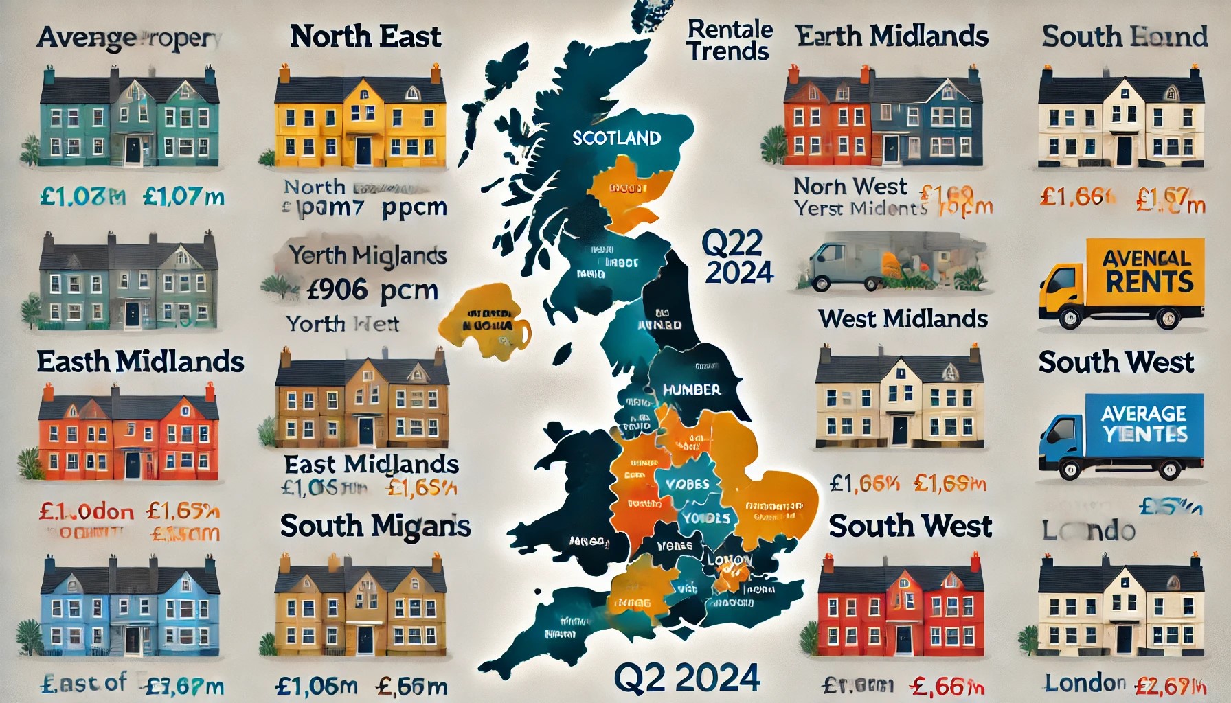 Rental Trends UK YTD 2024 with rental trends & rental yields